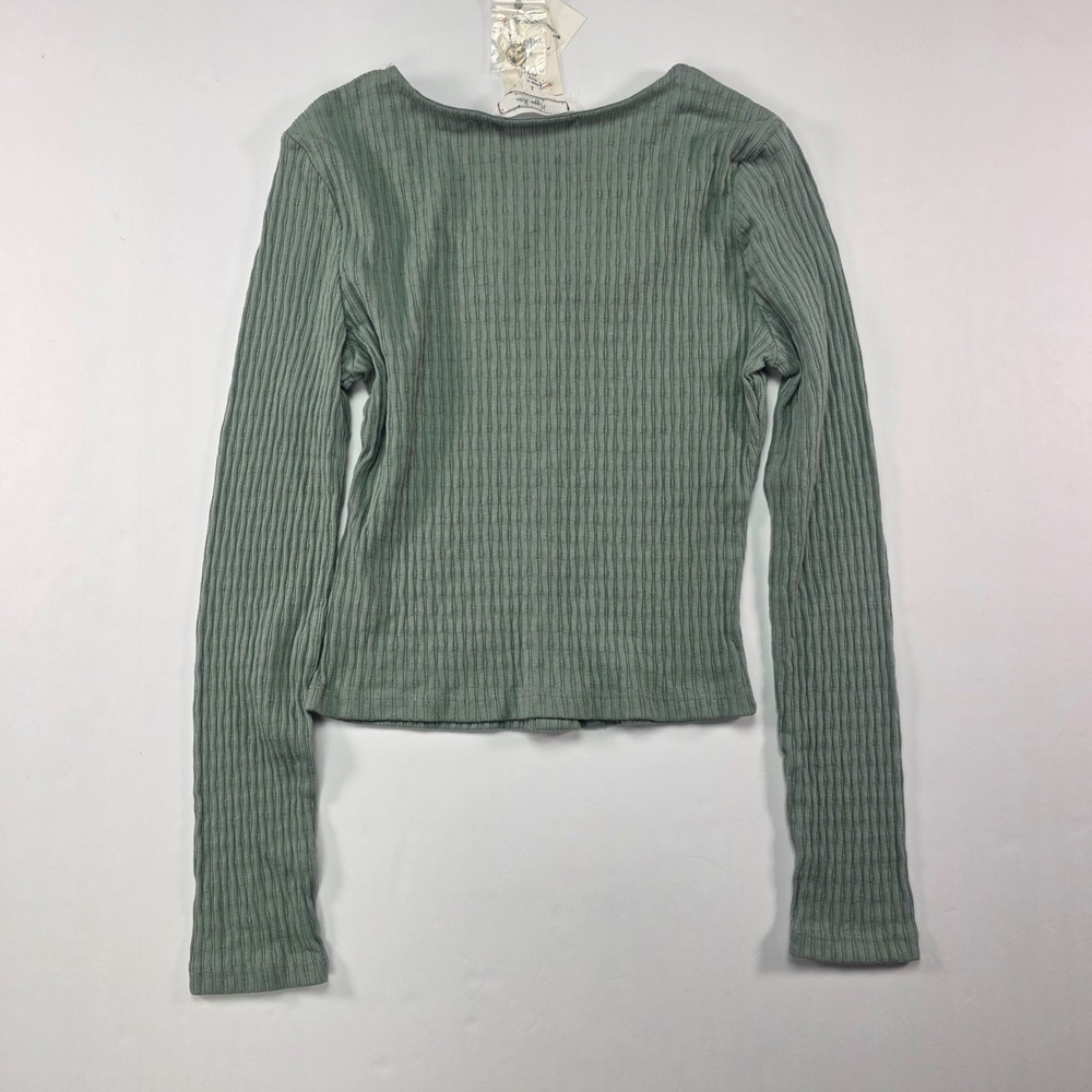 Hippie Rose Juniors'‎ Pointelle Crop Top Med Green Size Large - Picture 4 of 5